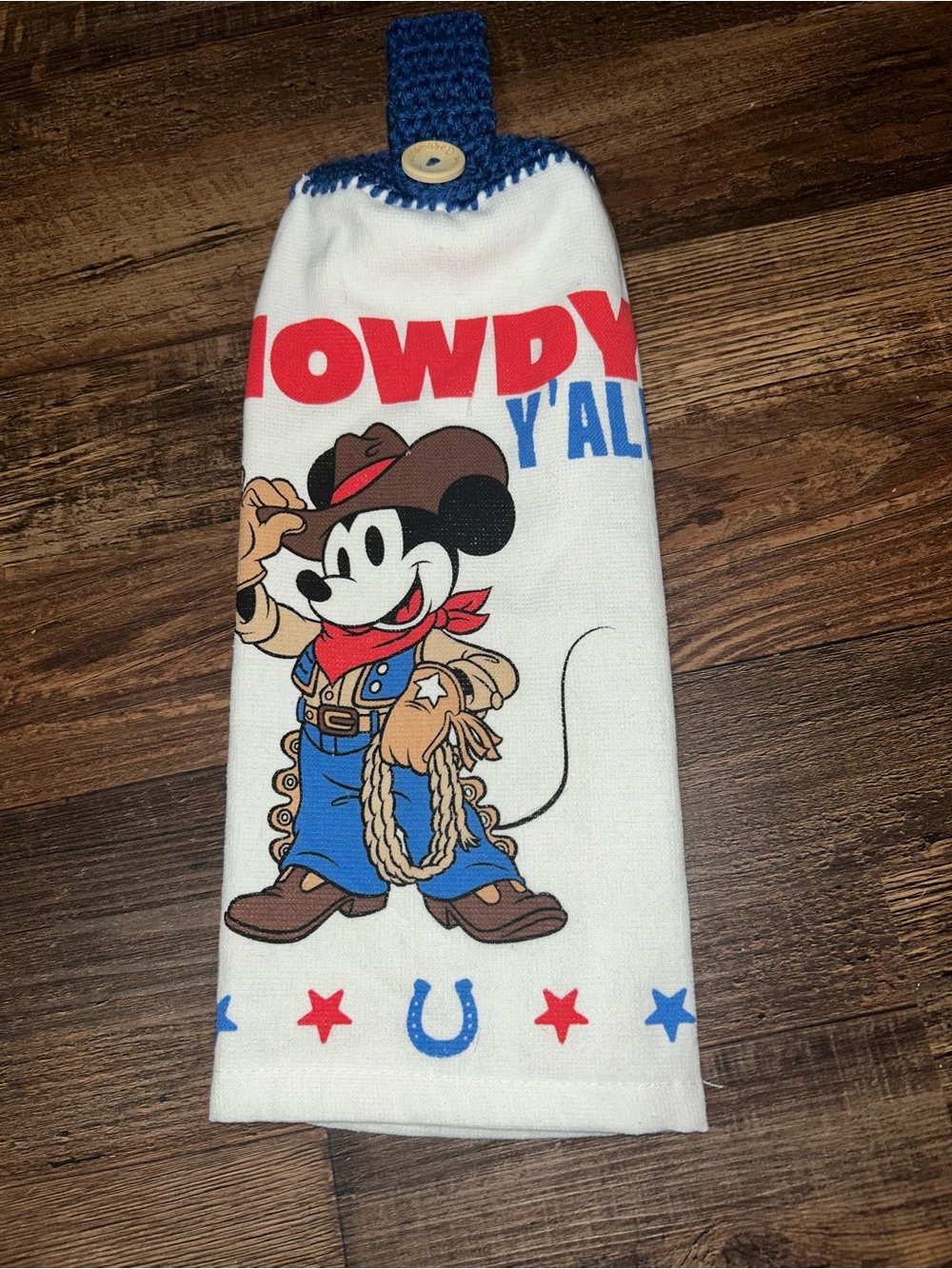 Mickey Mouse 'Howdy Y'all' Cowboy 4th of July Hanging Kitchen Towel